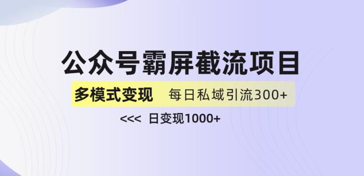 公众号霸屏截流项目+私域多渠道变现玩法，全网首发，日入1000+【揭秘】-佛系网创