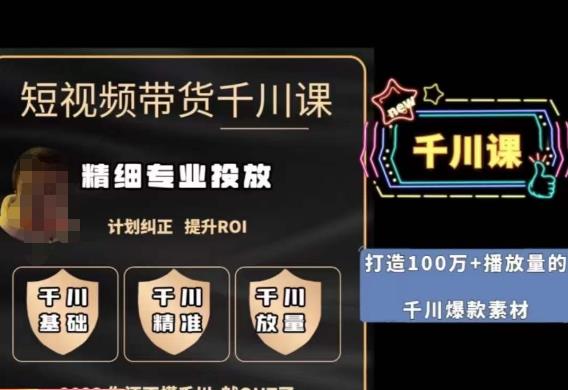短视频带货-千川专业投放课，?精细化专业投放，计划纠正，提升ROI-佛系网创