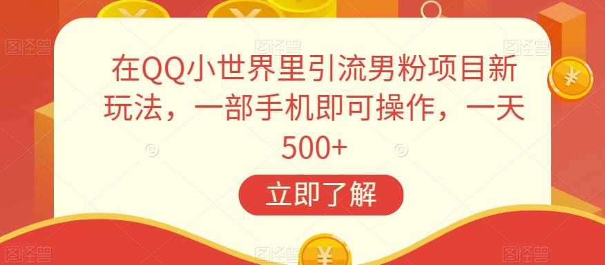 在QQ小世界里引流男粉项目新玩法，一部手机即可操作，一天500+【揭秘】-佛系网创