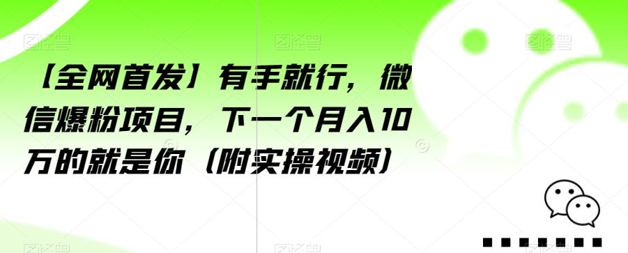 【全网首发】有手就行，微信爆粉项目，下一个月入10万的就是你（附实操视频）【揭秘】-佛系网创