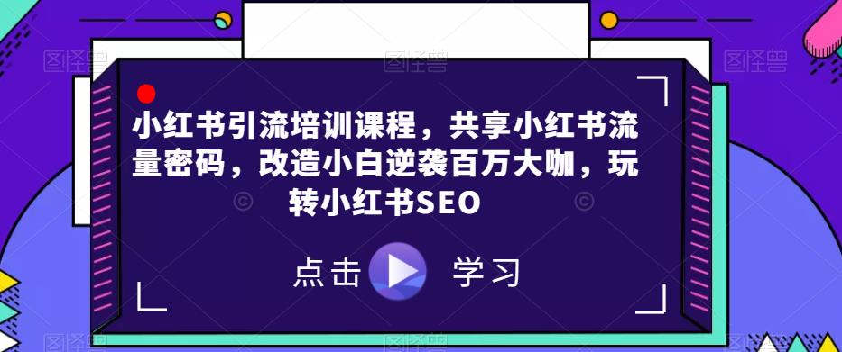 小红书引流培训课程，共享小红书流量密码，改造小白逆袭百万大咖，玩转小红书SEO-佛系网创