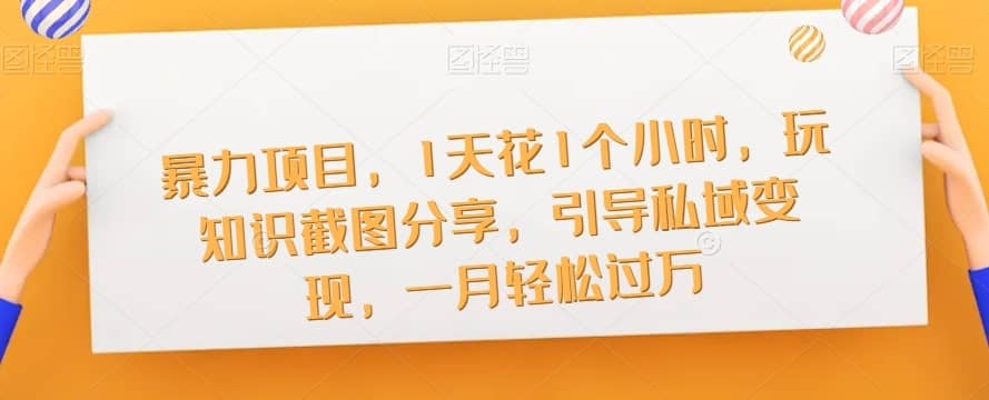 暴力项目，1天花1个小时，玩知识截图分享，引导私域变现，一月轻松过万【截图】-佛系网创