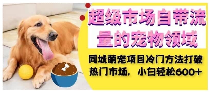 超级市场自带流量的宠物领域，同城萌宠项目冷门方法打破热门市场，小白轻松600+-佛系网创