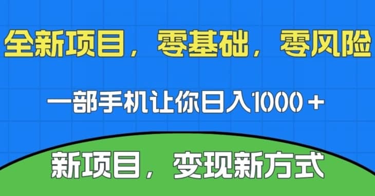 新项目，新平台，一部手机即可日入1000＋，无门槛操作【揭秘】-佛系网创