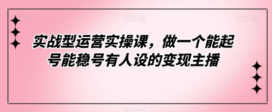 实战型运营实操课，做一个能起号能稳号有人设的变现主播-佛系网创