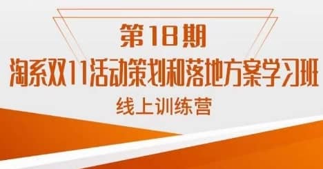 南掌柜·淘系双11活动策划和落地方案线上课18期-佛系网创