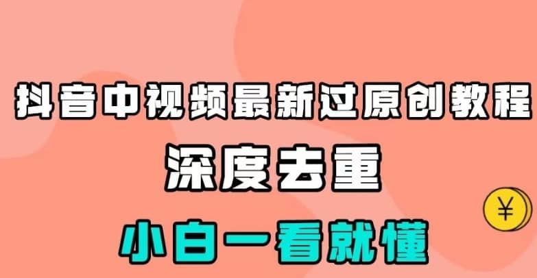 抖音中视频最新过原创教程，深度去重，小白一看就懂【揭秘】-佛系网创