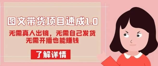 图文带货项目速成1.0：无需真人出镜，无需自己发货，无需开播也能赚钱！-佛系网创