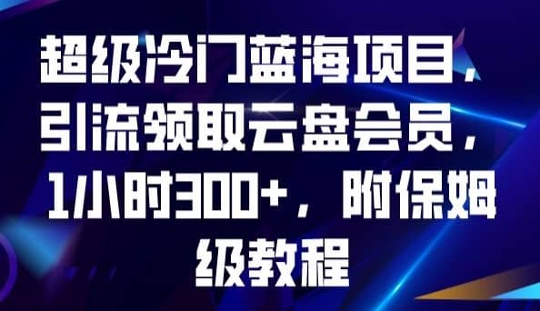 超级冷门蓝海项目，引流领取云盘会员，1小时300+，附保姆级教程-佛系网创