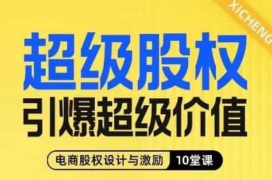 超级股权引爆超级价值，电商股权设计与激励10堂线上课-佛系网创