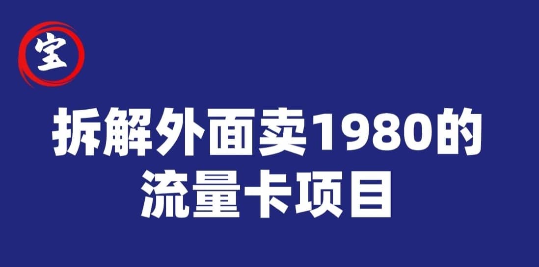 宝哥拆解外面卖1980手机流量卡项目，0成本无脑推广-佛系网创