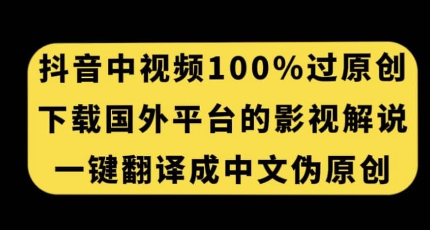 抖音中视频百分百过原创，下载国外平台的电影解说，一键翻译成中文获取收益-佛系网创