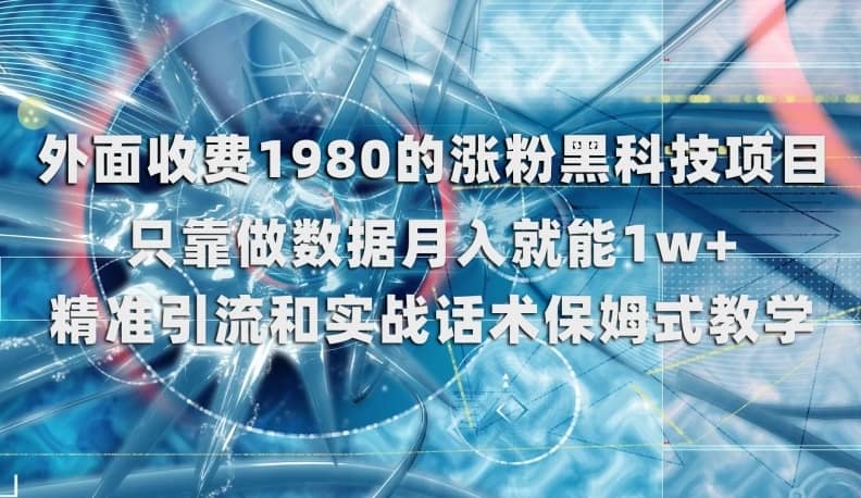 外面收费1980的涨粉黑科技项目，只靠做数据月入就能1w+【揭秘】-佛系网创