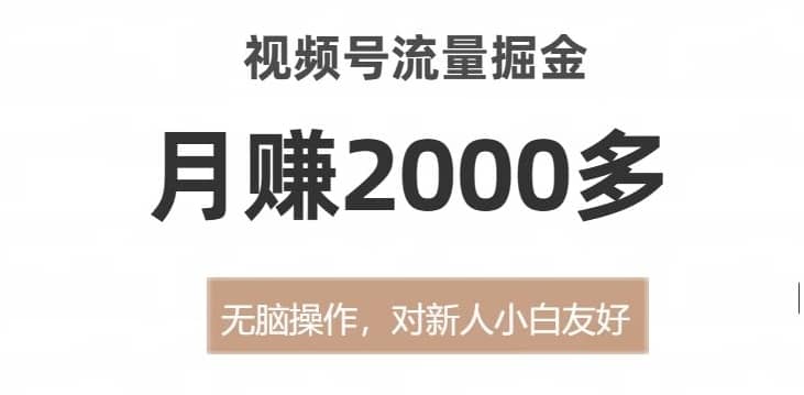 视频号流量掘金，无脑操作，对新人小白友好，月赚2000多【揭秘】-佛系网创