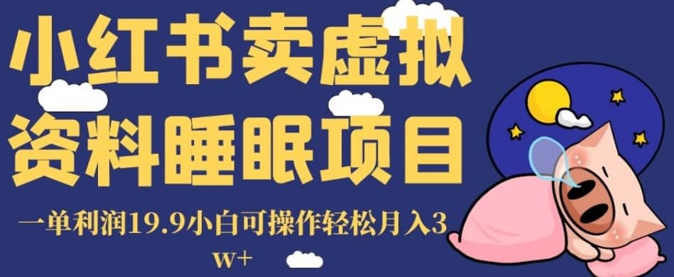 小红书卖虚拟资料睡眠项目，一单利润19.9小白可操作轻松月入3w+【揭秘】-佛系网创