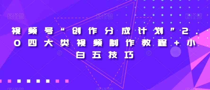视频号“创作分成计划”2.0四大类视频制作教程+小白五技巧【揭秘】-佛系网创
