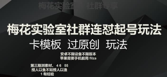 梅花实验室社群连怼起号玩法，卡模板过原创玩法【揭秘】-佛系网创