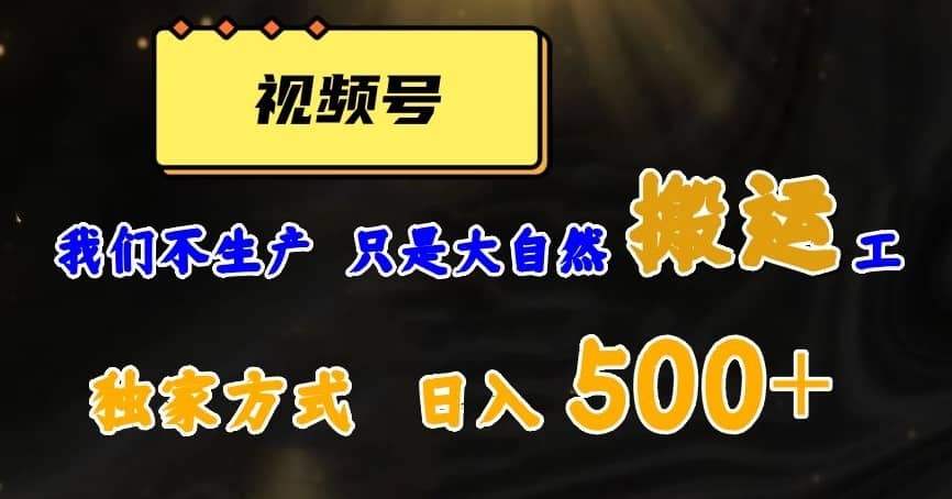 视频号轻松搬运日赚500+，一个1分钟1条原创视频【揭秘】-佛系网创