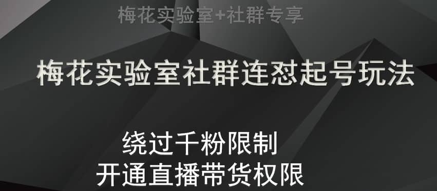 梅花实验室社群连怼起号玩法，视频号绕过千粉限制，开通直播带货权限【揭秘】-佛系网创