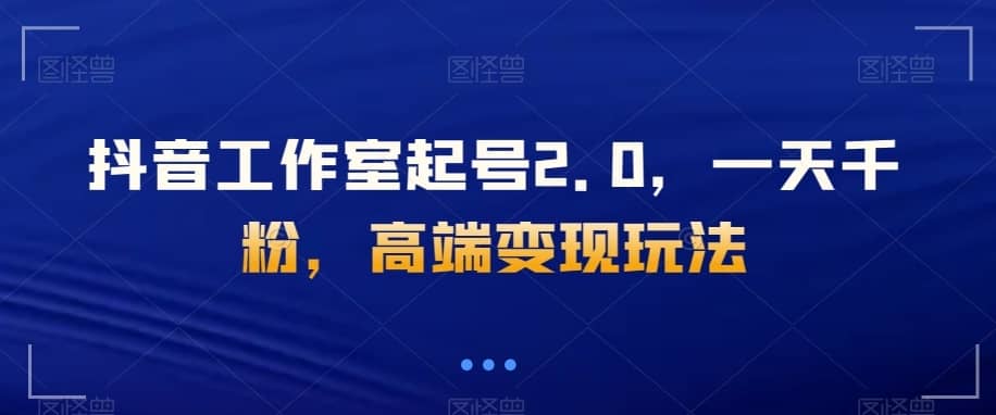 抖音工作室起号2.0，一天千粉，高端变现玩法【揭秘】-佛系网创