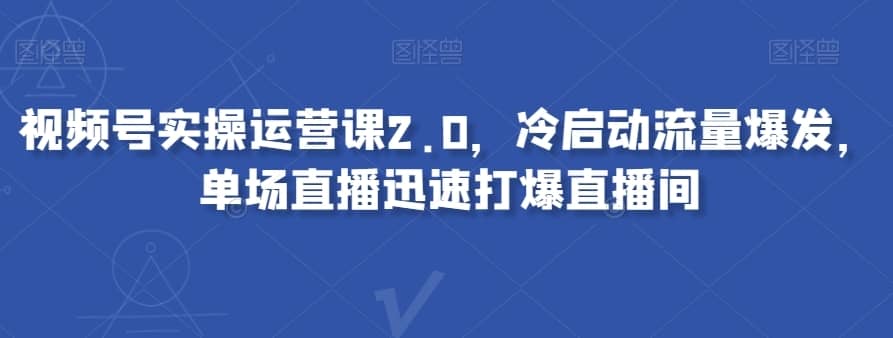 视频号实操运营课2.0，冷启动流量爆发，单场直播迅速打爆直播间-佛系网创