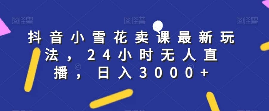 抖音小雪花卖课最新玩法，24小时无人直播，日入3000+【揭秘】-佛系网创