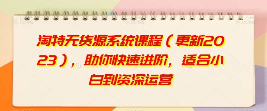 淘特无货源系统课程（更新2023），助你快速进阶，适合小白到资深运营-佛系网创