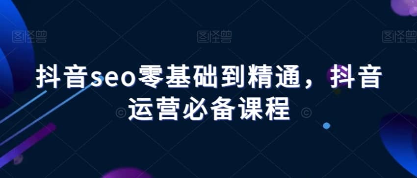 抖音seo零基础到精通，抖音运营必备课程-佛系网创