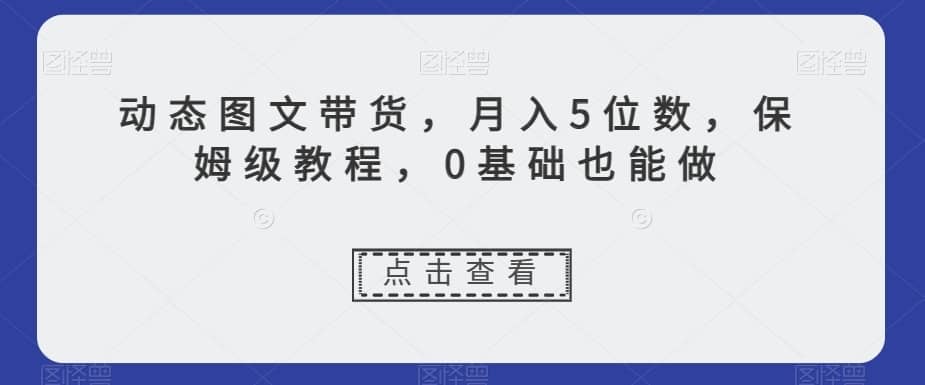 动态图文带货，月入5位数，保姆级教程，0基础也能做【揭秘】-佛系网创