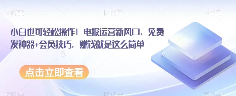 小白也可轻松操作！电报运营新风口，免费发神器+会员技巧，赚钱就是这么简单-佛系网创