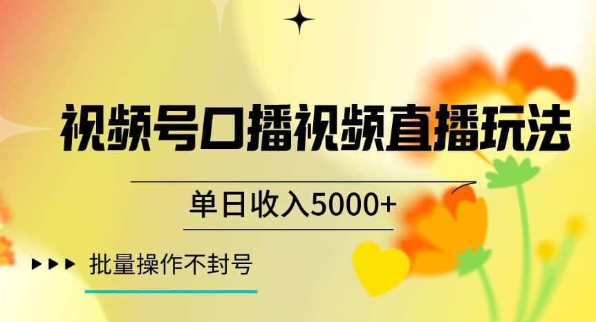 视频号囗播视频直播玩法，单日收入5000+，批量操作不封号【揭秘】-佛系网创