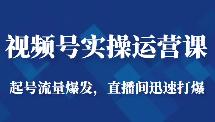 视频号实操运营课-起号流量爆发，直播间迅速打爆-佛系网创