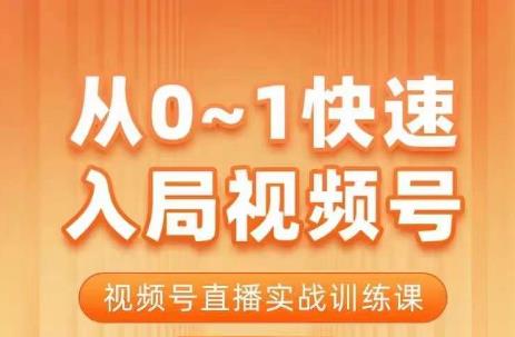 从0-1快速入局视频号课程，视频号直播实战训练课-佛系网创