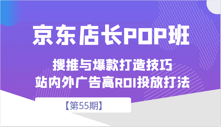 京东店长POP班【第55期】，京东搜推与爆款打造技巧，站内外广告高ROI投放打法-佛系网创