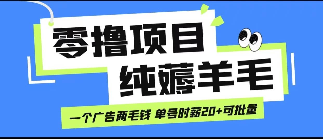 无脑纯薅羊毛小项目，一个广告两毛钱 单号时薪20+-佛系网创
