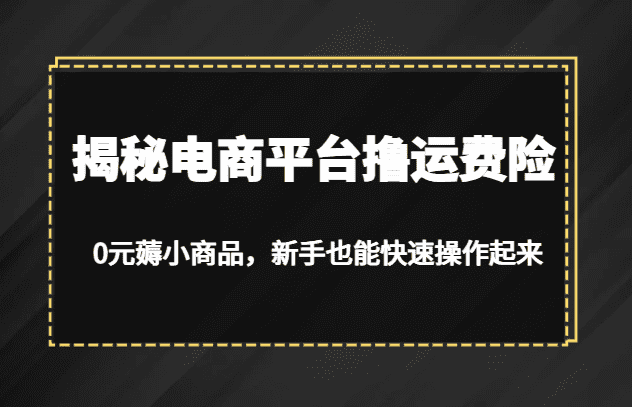 揭秘电商平台撸运费险，0元薅小商品，新手也能快速操作起来-佛系网创