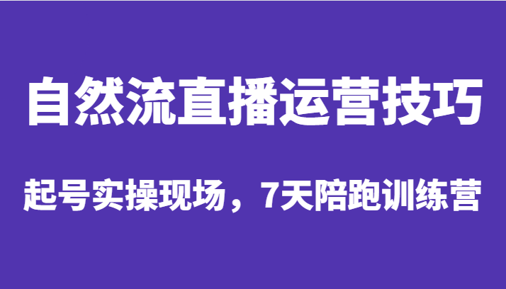 自然流直播运营技巧，起号实操现场，7天陪跑训练营-佛系网创