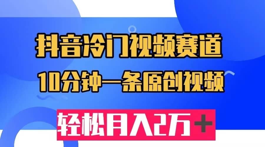 抖音冷门视频赛道，10分钟一条视频，轻松月入2W＋-佛系网创