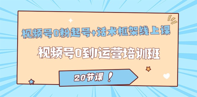 视频号·0粉起号+话术框架线上课：视频号0到1运营培训班（20节课）-佛系网创
