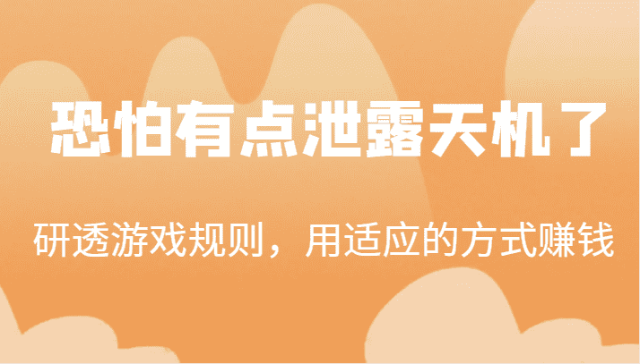 某公众号付费文章：研透游戏规则，用适应的方式赚钱，这几段话，恐怕有点泄露天机了！-佛系网创
