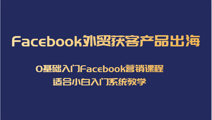 Facebook外贸获客产品出海，0基础入门Facebook营销课程，适合小白入门系统教学-佛系网创