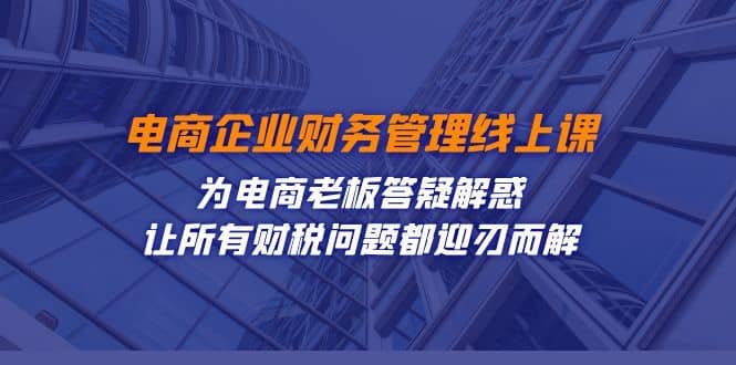 电商企业-财务管理线上课：为电商老板答疑解惑-让所有财税问题都迎刃而解-佛系网创