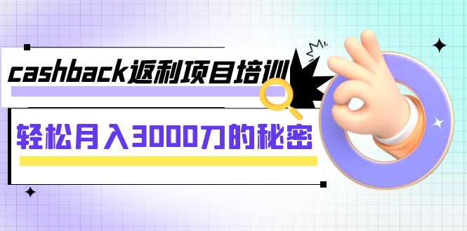 cashback返利项目培训：轻松月入3000刀的秘密（8节课）-佛系网创