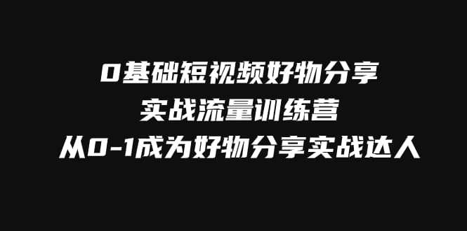 0基础短视频好物分享实战流量训练营，从0-1成为好物分享实战达人-佛系网创