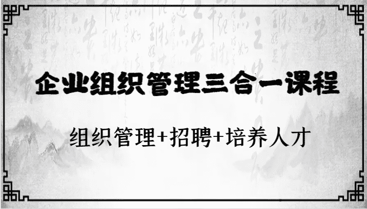 企业组织管理三合一课程：组织管理+招聘+培养人才-佛系网创