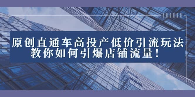 2023直通车高投产低价引流玩法，教你如何引爆店铺流量！-佛系网创