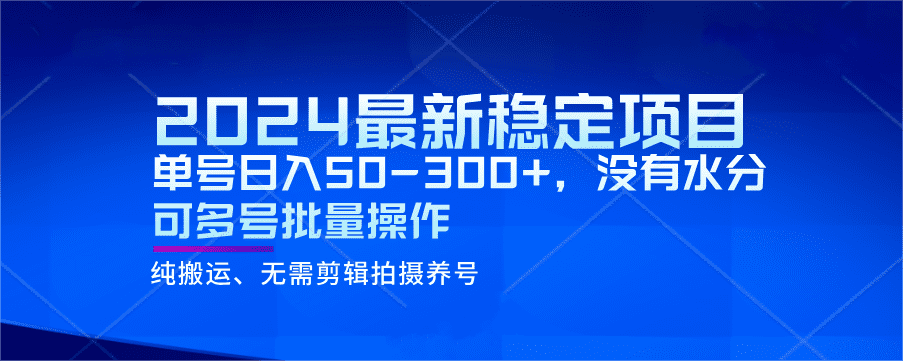 2024最新稳定风口项目，单号日入50-300+，没有水分 可多号批量操作-佛系网创