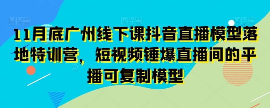 11月底广州线下课抖音直播模型落地特训营，短视频锤爆直播间的平播可复制模型-佛系网创
