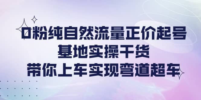 （4075期）0粉纯自然流量正价起号基地实操干货，带你上车实现弯道超车-佛系网创
