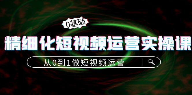（4121期）精细化短视频运营实操课，从0到1做短视频运营：算法篇+定位篇+内容篇-佛系网创